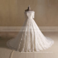 Princess Style A- Line Lace 3/4 Sleeve Wedding Dress Long Gorgeous Tail